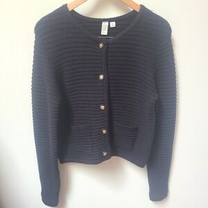 Joie x Anthropologie Black Button-Up Lady Cardigan Sweater Size M